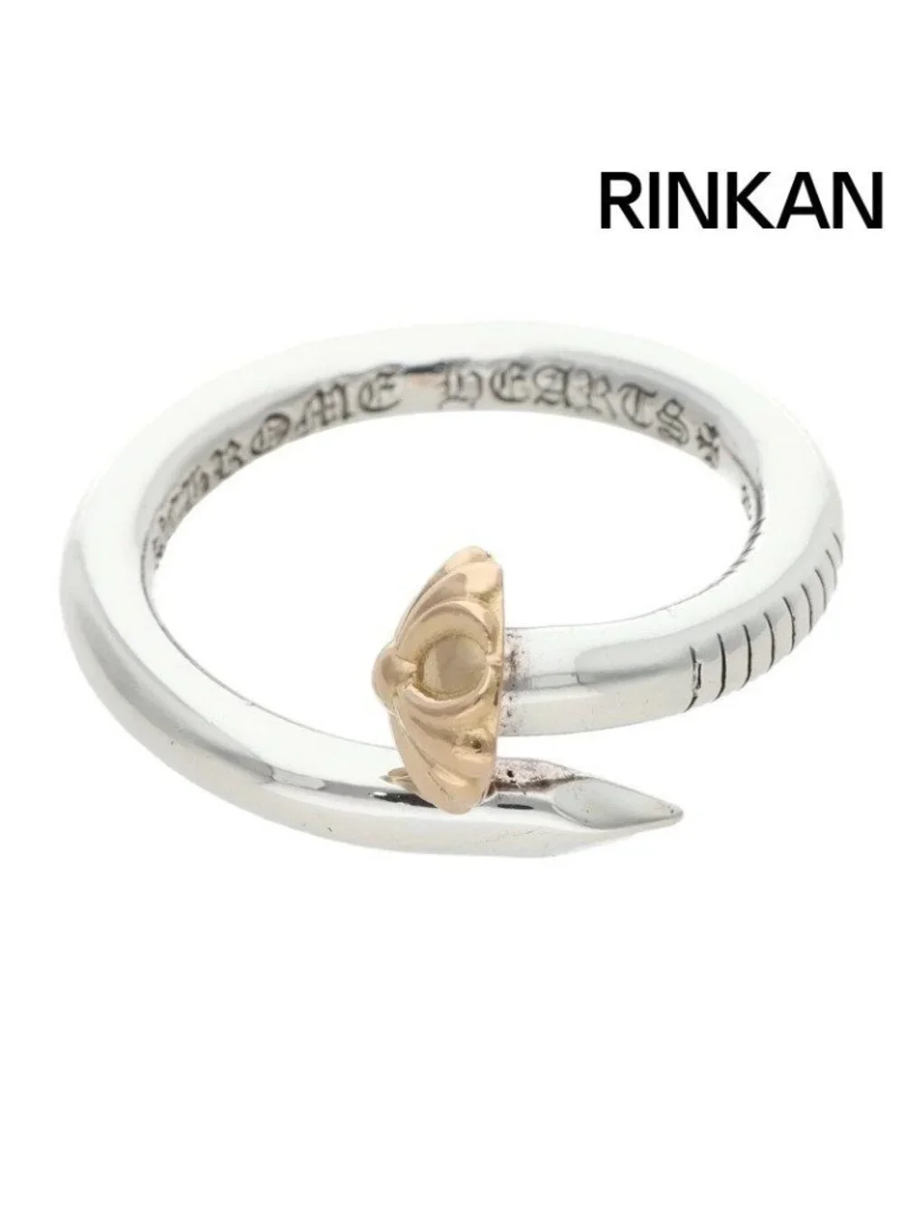 Chrome Hearts Nail Crsball Gld Cross Ball Silver Gold Combination Ring